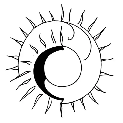 Ying Yang Symbol Surrounded By The Sun And The Moon