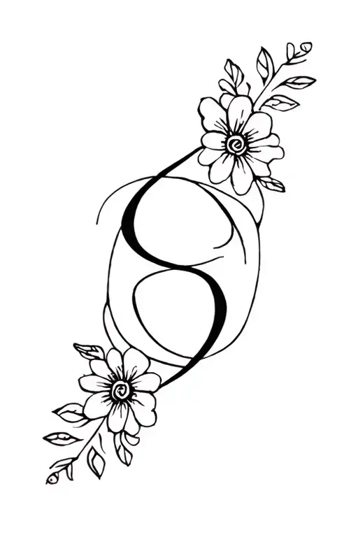 Feminine Abstract Uruz Rune With Floral Lines