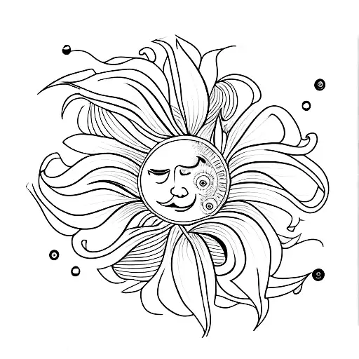 Lily Flower With Sun And Moon In Vertical