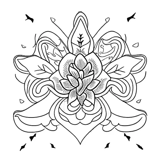 Spine Tattoo With November Birth Flower And February Birth Flower