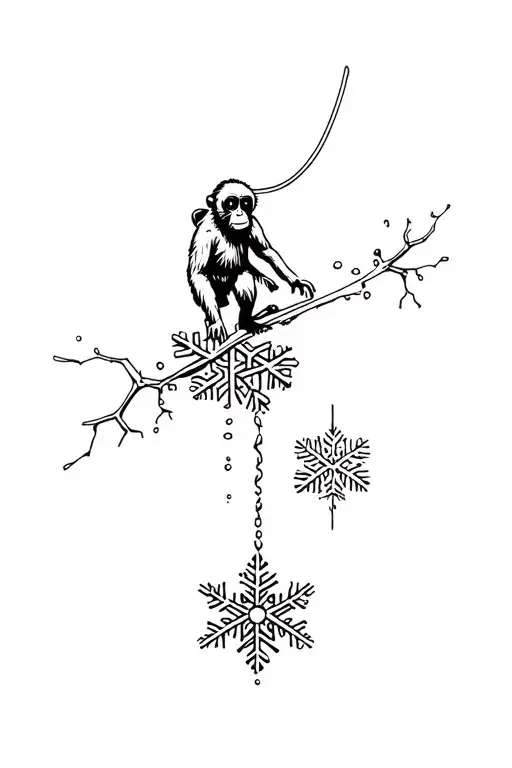A Space Monkey On Top Of A Decaying Snowflake