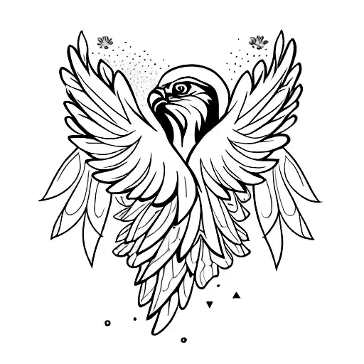 A Stylized Hawk With Its Wings Made Of Delicate Flower Petals