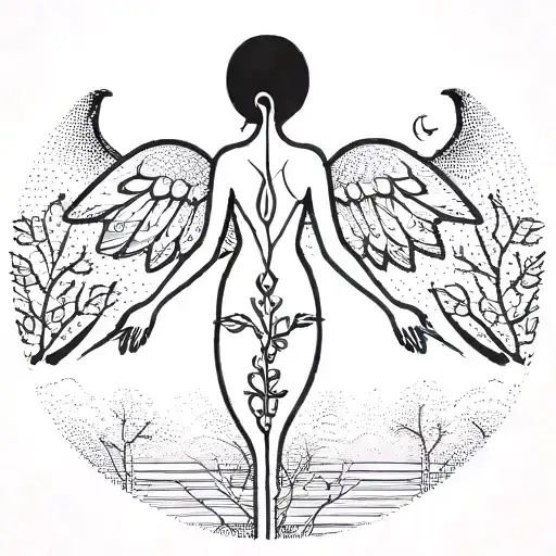Garden Of Eden Tree Of Life With The Good And Evil Angel