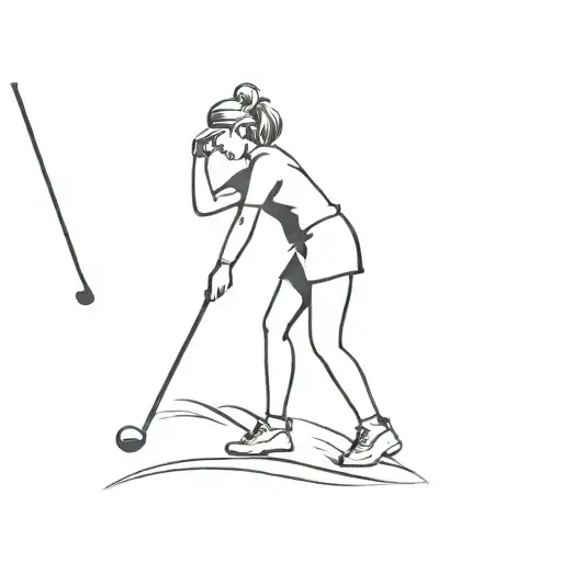 Silhouette Of A Lady Playing Golf