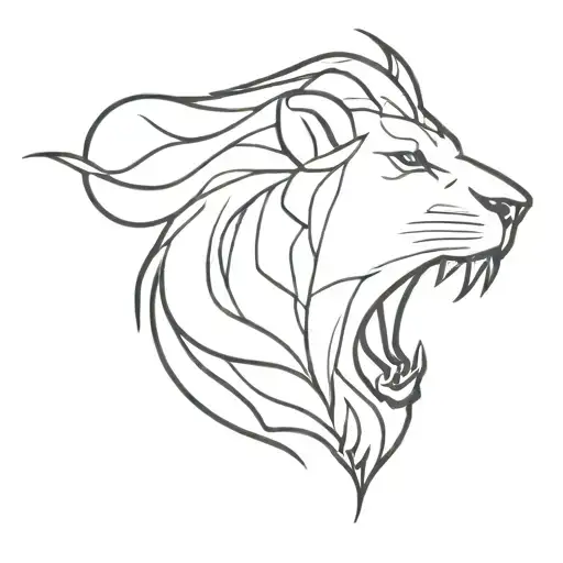 Blacked Lion Head Roar Connected To Snake