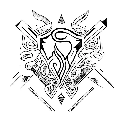 A Dagger Tattoo Featuring A Unique Design Inspired By The Client's Favorite Music