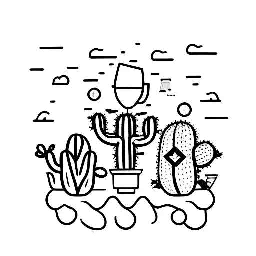 Cactus Growing Out Of Wine Glass