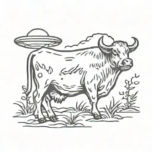 Ufo Beaming Cow