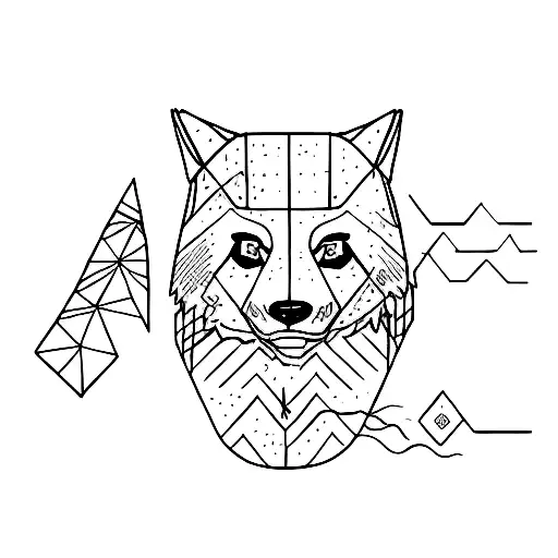 A Panda And A Wolf Entwined Fine Line