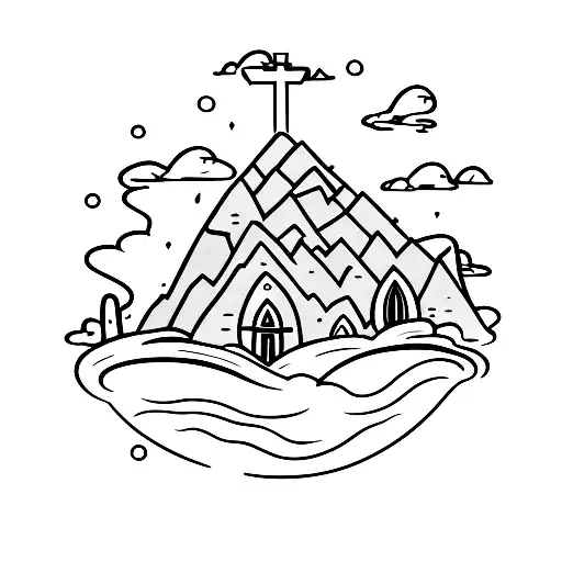 Church On Rocks With Water Crashing On The Rocks