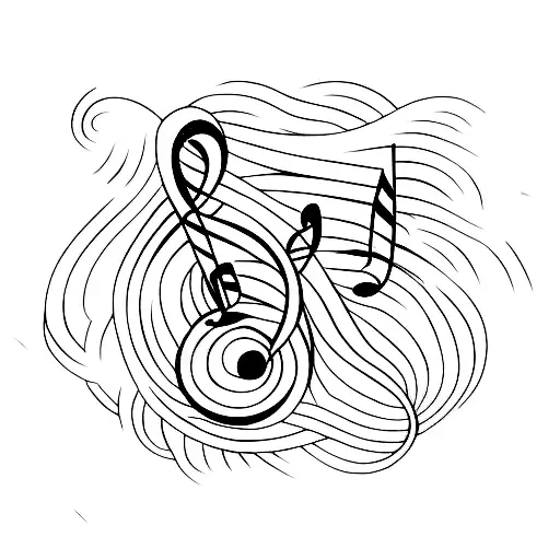 A Minimalist Tattoo Design Of A Music Note Intertwined With A Sleeping Moon