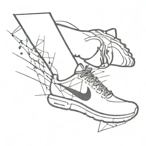 Abstract Design Incorporating Running Shoes And Marathon Symbols In A Trash Polka Style