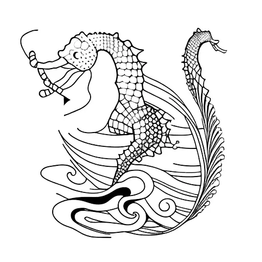 Sea Horse With Swallow