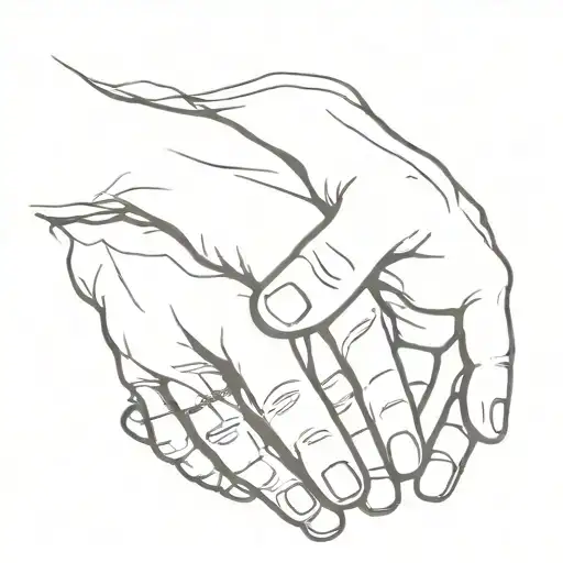 Father And Son Touching Hands