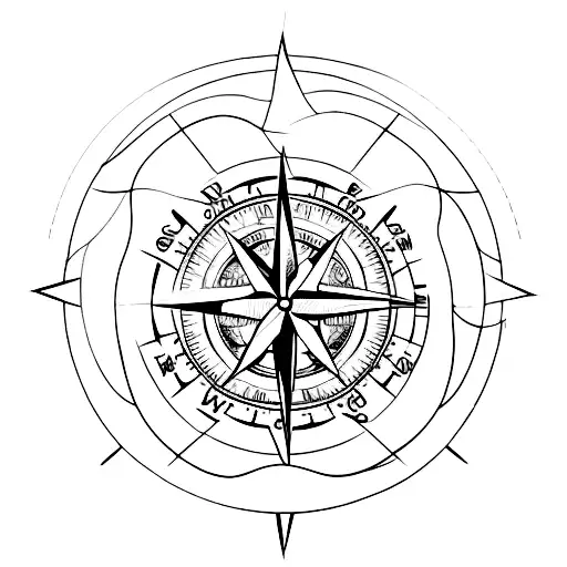 A Minimalist Tattoo Of A Compass Rose Symbolizing Exploration And Determination