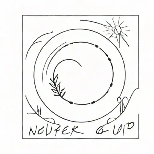 A Minimal Black Tatoo Design Sunrise About Never Giving Up With A Small Text Under It