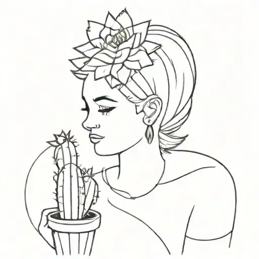 Cactus Cute Girl And Cute