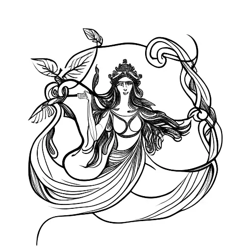 Greek Goddess With A Vine Wrapped Around Her Hand