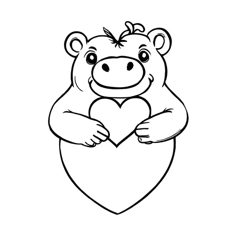 Hippo Holding Heart