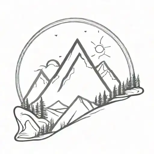 Mountain With Sun In Triangle