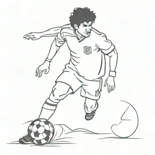Diego Maradona Dribbling Soccer Ball