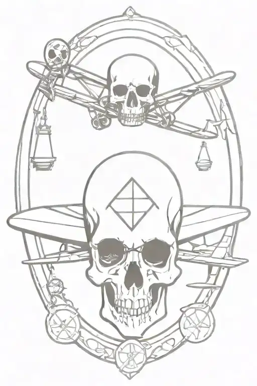 Infinit And Small Airplane And Trading Candles Skulls Tarot Carde