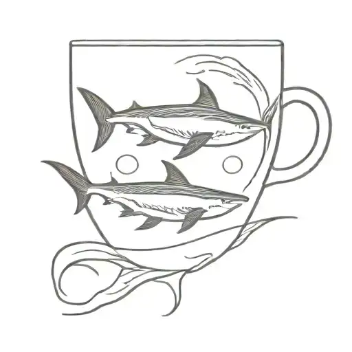 Two Sharks Swimming In A Circle In An Espresso Cup