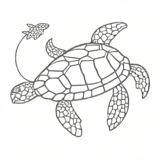 Single Line Sea Turtle
