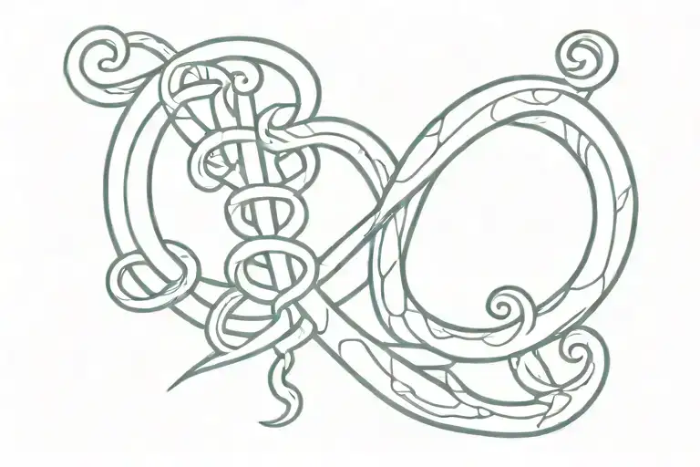 Rod Of Asclepius With Gemini Symbol