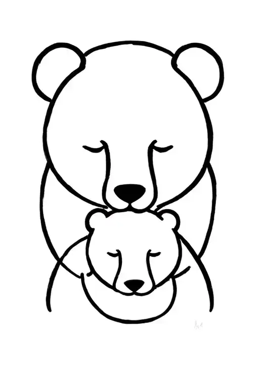 Mom And Baby Bear Faces Overlapping