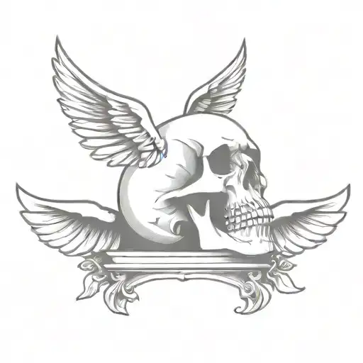 Gravestone Skull With Wings