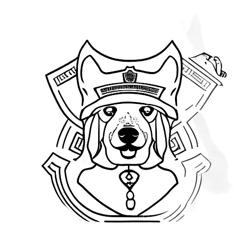 A Simple Silhouette Of A Border Security Officer With A Dog By Their Side