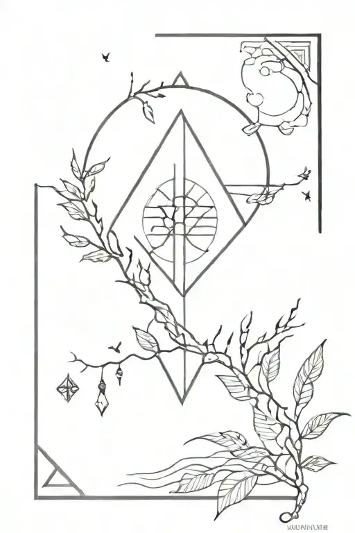 An Intricate Design Combining Nature Elements With Spiritual Symbols