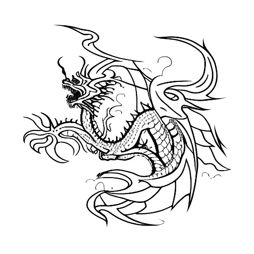 Long Scaly Black Dragon