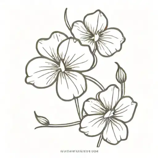 No Color Tattoo Of 2 Small Violets Wrapped In A Simple Bow Inside Of A Simple Postage Stamp