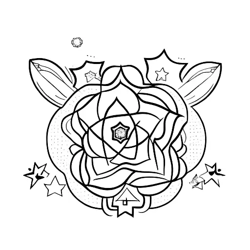 Line Tattoo On Chest With Stars