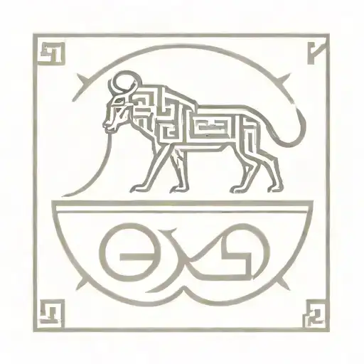 A Minimalist Design Of A Greek Key Pattern With Hidden Symbols Of Animals And Egyptian Hieroglyphs