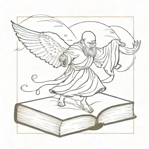 Monk Flies On A Book