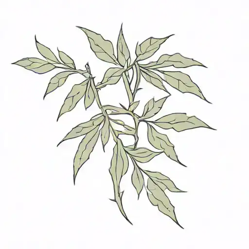 Straight Branch Of Crown Of Thorns With Olive Branch