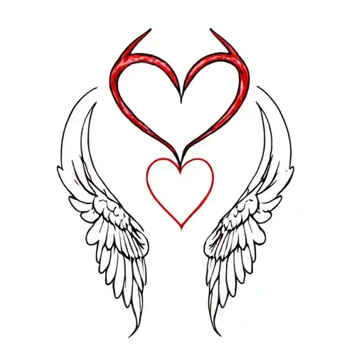 Heart Devil Horns Angel Wings