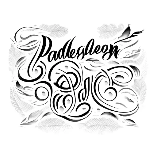 Padayon In Intricate Calligraphy Lettering With Feather Passing Through The Letters