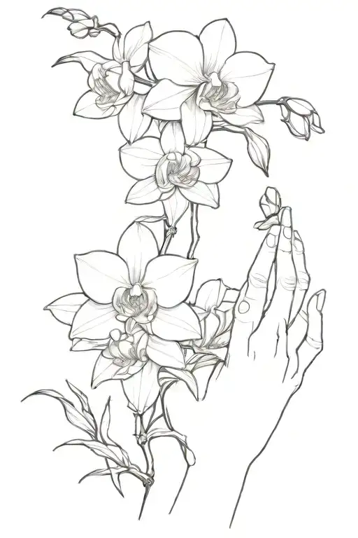 Skelton Arm Holding One Orchid