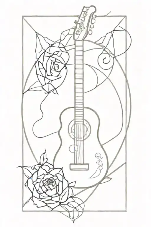 Guitar With Buddhism Symbol And Gemini Zodiac Sign