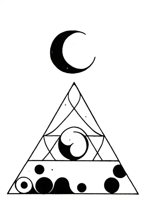 Alchemist Triangle With Crescent Moon Phases