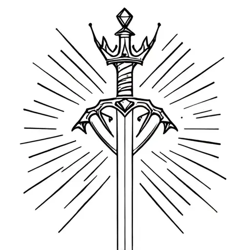 Simple Crown With Diamond Sword Through It On The Top