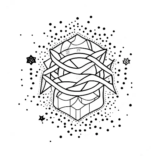 Line Tattoo On Chest With Stars And Mountain