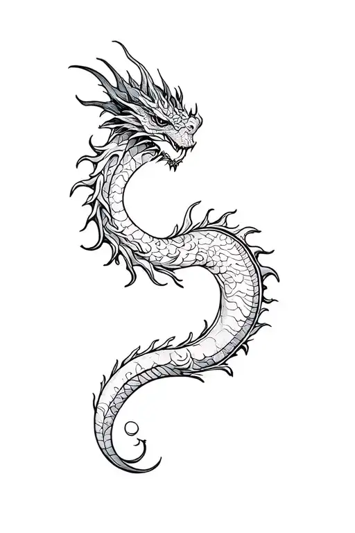 Dragon Tattoo Whimsical Garden Fine Line