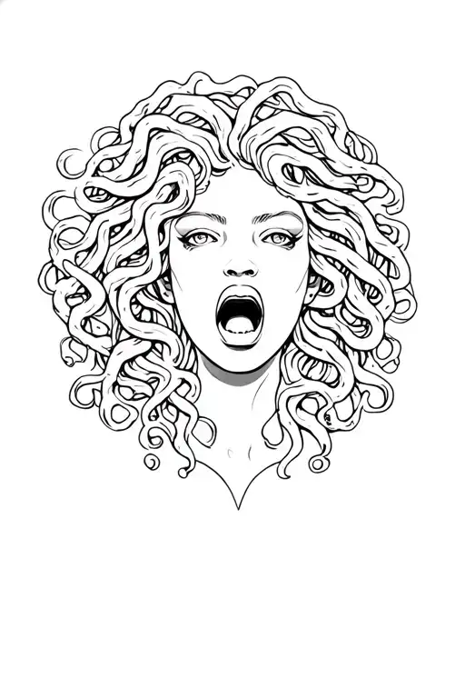 Mithologic Sexy Medusa With Open Mouth