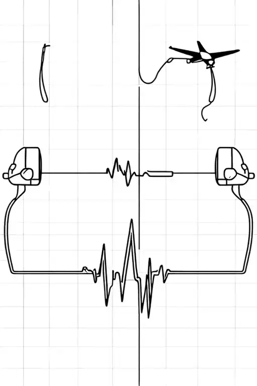 Headset And Airplane Trough Cardiogramm