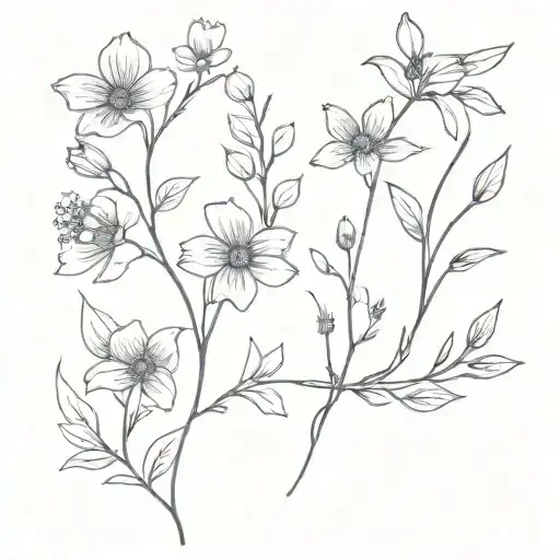 Fineline Flowers On A Single Vine Including Wildflowers And Paper Daisies